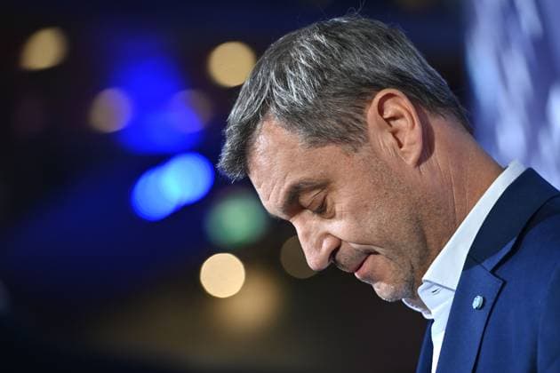 Markus SOEDER State Premier of Bavaria and CSU Chairman looks down, skeptical, single image,cropped single subject,portrait,portrait red carpet,blue panther Ð TV and Streaming Award 2023 on 25 10 2023 at BMW World Munich