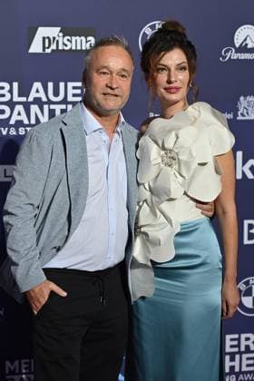 Thomas DARCHINGER actor with girlfriend Irina, red carpet,Blue Panther Ð TV and Streaming Award 2023 on 25 10 2023 at BMW World Munich
