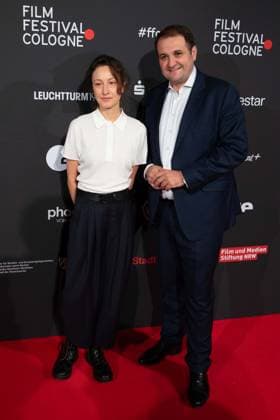 v l Katharina HUBER, filmmaker, director, Nathanael LIMINSKI, head of the state chancellery NRW, red carpet, red carpet show, arrival, arrival, Film Festival Cologne awards in Koeln, 26 10 2022