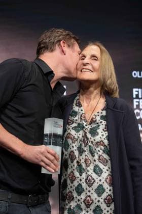 from left actor Oliver MASUCCI, laudator Gabriela SPERL, actor Oliver MASUCCI receives the International Actors Award, Film Festival Cologne awards in Cologne, 26 10 2022