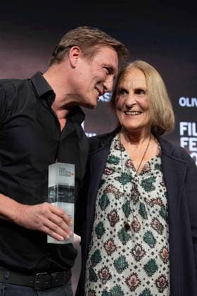 from left actor Oliver MASUCCI, laudator Gabriela SPERL, actor Oliver MASUCCI receives the International Actors Award, Film Festival Cologne awards in Cologne, 26 10 2022