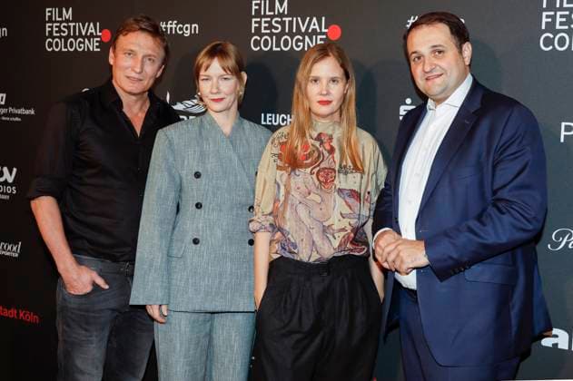 Oliver Masucci, Sandra Hüller, Justine Triet and Nathanael Liminski at the Cologne Awards ceremony at the 33 Film Festival Cologne 2023 at E Werk Cologne, 26 10 2023 Foto:xR.xSchmiegeltx xFuturexImagex cologne_awards_3102