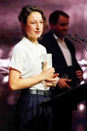 Katharina Huber at the Cologne Awards ceremony at the 33 Film Festival Cologne 2023 at E Werk Cologne, 26 10 2023. Foto:xR.xSchmiegeltx xFuturexImagex cologne_awards_3221