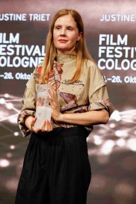 Justine Triet at the Cologne Awards ceremony at the 33 Film Festival Cologne 2023 at E Werk Cologne, 26 10 2023. Foto:xR.xSchmiegeltx xFuturexImagex cologne_awards_3231