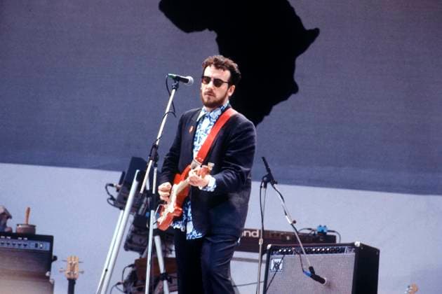 Live Aid concert - Wembley Stadium - 1985 Elvis Costello, British Pop Singer & Musician - performing at the charity concert Live Aid , in aid of famine in Africa. Date: 13.07.1985., Credit:Photoshot Avalon United Kingdom, London  Copyright: xPhotoshotx xAvalonx 0505506968