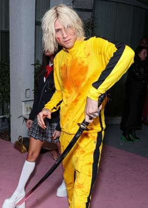Darren Dzienciol Pop Icons Halloween Party - LA American rapper and singer-songwriter Machine Gun Kelly (Colson Baker) arrives at Darren Dzienciol s Pop Icons Halloween Party 2023 Presented By Solisca Tequila and PATH Water held at a Private Residence on October 27, 2023 in Beverly Hills, Los Angeles, CA, USA. Photo by Xavier Collin Image Press Agency ABACAPRESS.COM Los Angeles CA United States  Copyright: xCollinxXavier ImagexPressxAgencyxABACAx 873656_169 CollinxXavier ImagexPressxAgencyxABACAx 873656_169