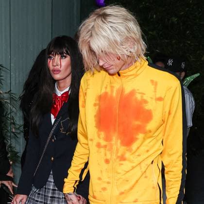 Darren Dzienciol Pop Icons Halloween Party - LA American actress Megan Fox and boyfriend American rapper and singer-songwriter Machine Gun Kelly (Colson Baker) arrive at Darren Dzienciol s Pop Icons Halloween Party 2023 Presented By Solisca Tequila and PATH Water held at a Private Residence on October 27, 2023 in Beverly Hills, Los Angeles, CA, USA. Photo by Xavier Collin Image Press Agency ABACAPRESS.COM Los Angeles CA United States  Copyright: xCollinxXavier ImagexPressxAgencyxABACAx 873656_187 CollinxXavier ImagexPressxAgencyxABACAx 873656_187