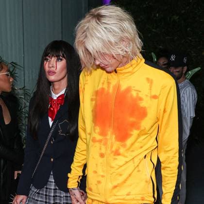 Darren Dzienciol Pop Icons Halloween Party - LA American actress Megan Fox and boyfriend American rapper and singer-songwriter Machine Gun Kelly (Colson Baker) arrive at Darren Dzienciol s Pop Icons Halloween Party 2023 Presented By Solisca Tequila and PATH Water held at a Private Residence on October 27, 2023 in Beverly Hills, Los Angeles, CA, USA. Photo by Xavier Collin Image Press Agency ABACAPRESS.COM Los Angeles CA United States  Copyright: xCollinxXavier ImagexPressxAgencyxABACAx 873656_188 CollinxXavier ImagexPressxAgencyxABACAx 873656_188
