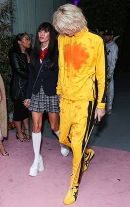 Darren Dzienciol Pop Icons Halloween Party - LA American actress Megan Fox and boyfriend American rapper and singer-songwriter Machine Gun Kelly (Colson Baker) arrive at Darren Dzienciol s Pop Icons Halloween Party 2023 Presented By Solisca Tequila and PATH Water held at a Private Residence on October 27, 2023 in Beverly Hills, Los Angeles, CA, USA. Photo by Xavier Collin Image Press Agency ABACAPRESS.COM Los Angeles CA United States  Copyright: xCollinxXavier ImagexPressxAgencyxABACAx 873656_189 CollinxXavier ImagexPressxAgencyxABACAx 873656_189