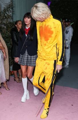 Darren Dzienciol Pop Icons Halloween Party - LA American actress Megan Fox and boyfriend American rapper and singer-songwriter Machine Gun Kelly (Colson Baker) arrive at Darren Dzienciol s Pop Icons Halloween Party 2023 Presented By Solisca Tequila and PATH Water held at a Private Residence on October 27, 2023 in Beverly Hills, Los Angeles, CA, USA. Photo by Xavier Collin Image Press Agency ABACAPRESS.COM Los Angeles CA United States  Copyright: xCollinxXavier ImagexPressxAgencyxABACAx 873656_190 CollinxXavier ImagexPressxAgencyxABACAx 873656_190