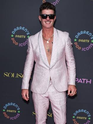 Darren Dzienciol Pop Icons Halloween Party - LA American singer, songwriter and record producer Robin Thicke arrives at Darren Dzienciol s Pop Icons Halloween Party 2023 Presented By Solisca Tequila and PATH Water held at a Private Residence on October 27, 2023 in Beverly Hills, Los Angeles, CA, USA. Photo by Xavier Collin Image Press Agency ABACAPRESS.COM Los Angeles CA United States  Copyright: xCollinxXavier ImagexPressxAgencyxABACAx 873656_206 CollinxXavier ImagexPressxAgencyxABACAx 873656_206
