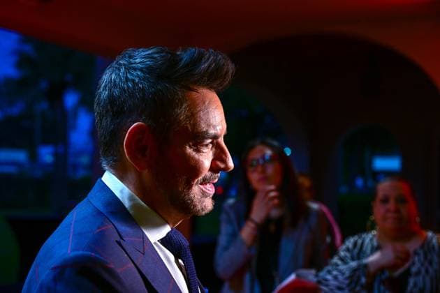 Mexican actor Eugenio Derbez speaks to the press upon arrival at the opening of the tenth edition of the GEMS film festival, one of the two annual events of the Miami Film Festival (MFF), at the Koubek Center in Miami, Florida, United States, 02 November 2023. The GEMS film festival in Miami opened with the feature film Radical , starring the Mexican Eugenio Derbez, who received the GEMS Impact award at this annual event of the seventh art, which takes place this year from November 2 to 5. GEMS Festival in Miami opens with Radical and awards its protagonist Eugenio Derbez !ACHTUNG: NUR REDAKTIONELLE NUTZUNG!  Copyright: xGiorgioxVierax USA211 20231103-55012228625_1