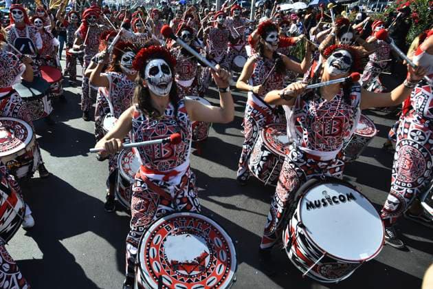 Mexiko, traditionelle Parade zum Tag der Toten 8th Edition of the Day of the Dead Mega Parade November 4, 2023, Mexico City, Mexico: Participants take part during the ˜ 8th Mega Day of the Dead Annual Parade at Reforma Avenue, on the occasion of ending the Day of the Dead celebrations. on November 4, 2023 in Mexico City, Mexico. (Photo by Carlos Tischler Eyepix Group) Copyright: xCarlosxTischler xEyepixxGroupx CT_04112023_103729