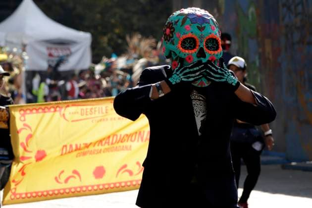 Mexiko, traditionelle Parade zum Tag der Toten Great Day of the Dead Parade in Mexico City November 4, 2023, Mexico City, Mexico: Day of the Dead parade on Reforma Avenue as part of the Day of the Dead festivity at the Cuauhtemoc Mayor s Office in Mexico City. on November 4, 2023 in Mexico City, Mexico (Photo by Luis Barron Eyepix Group). Copyright: xLuisxBarronx xEyepixxGroupx LB_20231104_MUERTE2