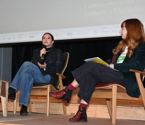 Milan,Italy MILANO MUSIC WEEK 2023 event presentation with Francesca Michielin and Nur Al Habash artistic director of MILANO MUSIC WEEK with institutions and sponsors In the photo:Francesca Michielin  Copyright: x xipa-agency.netx xNickxZonnax IPA_Agency_IPA41451532