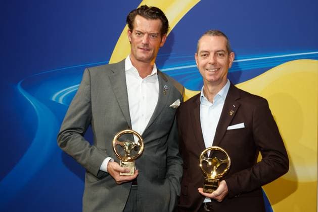 The Golden Steering Wheel 2023 Stefan Floeck, and Franciscus van Meel at the award ceremony of the Golden Steering Wheel 2023 at the Axel Springer Tower on 07 11 2023 in Berlin Copyright: xEventpressxKochanx