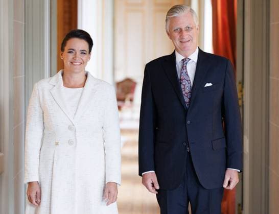 Entertainment Themen der Woche KW45 Entertainment Bilder des Tages Hungary s President Katalin Novak and King Philippe - Filip of Belgium pose for the photographers prior to an audience at the Royal Castle in Laken Laeken, Brussels, Thursday 09 November 2023.  BENOITxDOPPAGNE 79631538