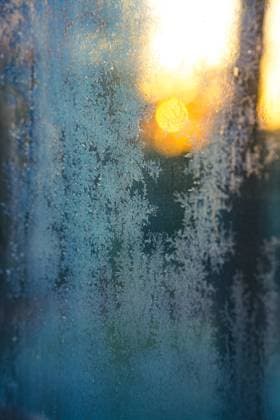 A cold winters morning Frost on a glass window Copyright: xtimxkahanex tkah20230108831-35