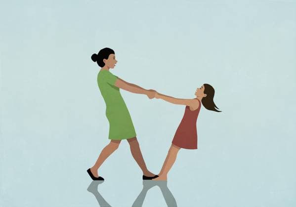 Happy mother and daughter holding hands and leaning  Copyright: MaltexMueller fStopImages2059081