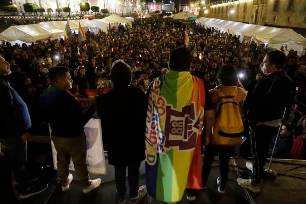 LGBTTTIQ+ community condemns the death of Magistrate Jesus Osiel Baena Saucedo in Mexico November 13, 2023, Mexico City, Mexico: The LGBTTTI + community protests to demand clarification of the death of magistrate Jesus Ociel Baena Saucedo and his partner Dorian Daniel Nieves Herrera in his house in the state of Aguascalientes during the demonstration in Mexico City. on November 13, 2023 in Mexico City, Mexico (Photo by Luis Barron Eyepix Group). Copyright: xLuisxBarronx xEyepixxGroupx LB_20231113_MAGISTRADE34