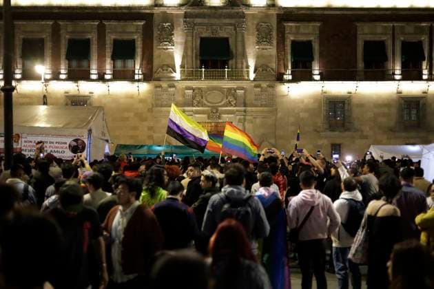 LGBTTTIQ+ community condemns the death of Magistrate Jesus Osiel Baena Saucedo in Mexico November 13, 2023, Mexico City, Mexico: The LGBTTTI + community protests to demand clarification of the death of magistrate Jesus Ociel Baena Saucedo and his partner Dorian Daniel Nieves Herrera in his house in the state of Aguascalientes during the demonstration in Mexico City. on November 13, 2023 in Mexico City, Mexico (Photo by Luis Barron Eyepix Group). Copyright: xLuisxBarronx xEyepixxGroupx LB_20231113_MAGISTRADE29