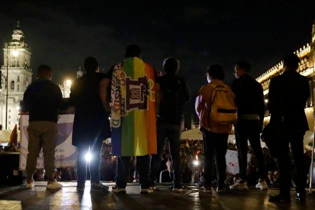 LGBTTTIQ+ community condemns the death of Magistrate Jesus Osiel Baena Saucedo in Mexico November 13, 2023, Mexico City, Mexico: The LGBTTTI + community protests to demand clarification of the death of magistrate Jesus Ociel Baena Saucedo and his partner Dorian Daniel Nieves Herrera in his house in the state of Aguascalientes during the demonstration in Mexico City. on November 13, 2023 in Mexico City, Mexico (Photo by Luis Barron Eyepix Group). Copyright: xLuisxBarronx xEyepixxGroupx LB_20231113_MAGISTRADE31