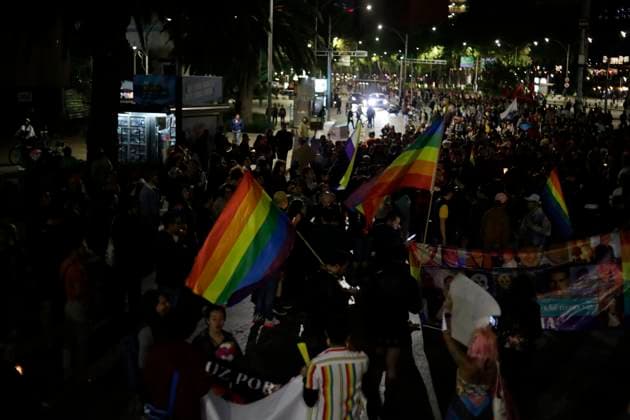 LGBTTTIQ+ community condemns the death of Magistrate Jesus Osiel Baena Saucedo in Mexico November 13, 2023, Mexico City, Mexico: The LGBTTTI + community protests to demand clarification of the death of magistrate Jesus Ociel Baena Saucedo and his partner Dorian Daniel Nieves Herrera in his house in the state of Aguascalientes during the demonstration in Mexico City. on November 13, 2023 in Mexico City, Mexico (Photo by Luis Barron Eyepix Group). Copyright: xLuisxBarronx xEyepixxGroupx LB_20231113_MAGISTRADE27