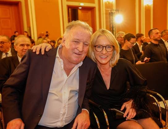 Andreas Brehme, Heidrun Beckenbauer at the Golden Pea 2023 award ceremony in the Rotes Rathaus Berlin