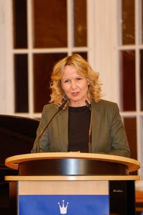 Senator for the Environment Steffi Lembke at the Golden Pea 2023 award ceremony in Berlins Rotes Rathaus