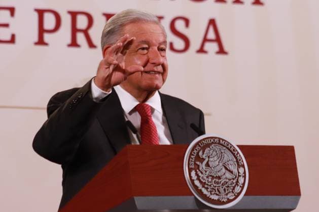 November 15, 2023 in Mexico City, Mexico: Mexican President, Andres Manuel Lopez Obrador, gesticulates while talk during his daily briefing conference in front of media at the National Palace. on November 15, 2023 in Mexico City, Mexico. Mexico City Mexico - ZUMAe321 20231115_zia_e321_020 Copyright: x<authorx