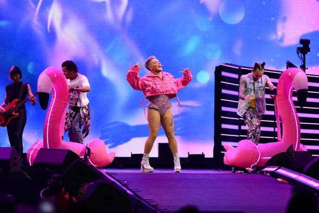 SUNRISE, FLORIDA - NOVEMBER 15: Pink performs live on stage during her Trust Fall tour at Amerant Bank Arena on November 15, 2023 in Sunrise, Florida. Copyright: xmpi10x