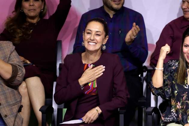 Claudia Sheinbaum Pardo receives proof of being the only pre-candidate for the presidency of Mexico November 19, 2023, Mexico City, Mexico: Claudia Sheinbaum Pardo receives the registration of sole pre-candidate for the presidency of Mexico by the National Regeneration Movement party, the Labor Party and the Green Party at an event at the WTC Convention Center in Mexico City. on November 19, 2023 in Mexico City, Mexico (Photo by Luis Barron Eyepix Group). Copyright: xLuisxBarronx xEyepixxGroupx LB_20231119_SHEINBAUM3