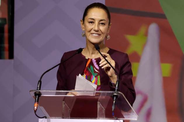 Claudia Sheinbaum Pardo receives proof of being the only pre-candidate for the presidency of Mexico November 19, 2023, Mexico City, Mexico: Claudia Sheinbaum Pardo receives the registration of sole pre-candidate for the presidency of Mexico by the National Regeneration Movement party, the Labor Party and the Green Party at an event at the WTC Convention Center in Mexico City. on November 19, 2023 in Mexico City, Mexico (Photo by Luis Barron Eyepix Group). Copyright: xLuisxBarronx xEyepixxGroupx LB_20231119_SHEINBAUM7