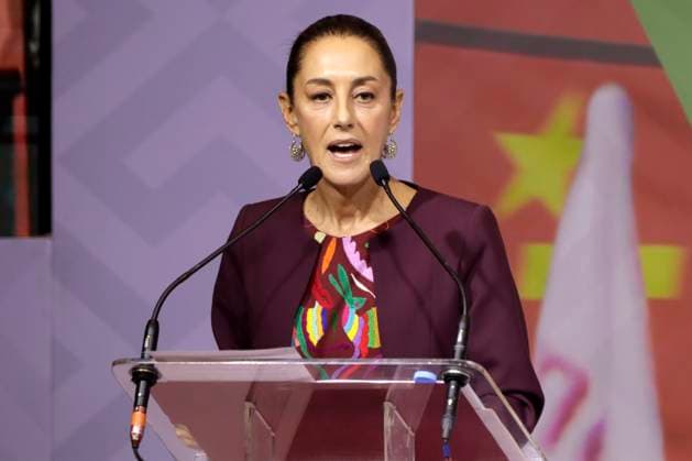 Claudia Sheinbaum Pardo receives proof of being the only pre-candidate for the presidency of Mexico November 19, 2023, Mexico City, Mexico: Claudia Sheinbaum Pardo receives the registration of sole pre-candidate for the presidency of Mexico by the National Regeneration Movement party, the Labor Party and the Green Party at an event at the WTC Convention Center in Mexico City. on November 19, 2023 in Mexico City, Mexico (Photo by Luis Barron Eyepix Group). Copyright: xLuisxBarronx xEyepixxGroupx LB_20231119_SHEINBAUM12