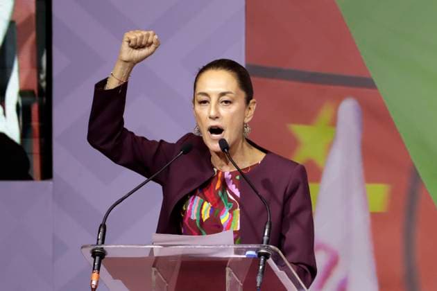 Claudia Sheinbaum Pardo receives proof of being the only pre-candidate for the presidency of Mexico November 19, 2023, Mexico City, Mexico: Claudia Sheinbaum Pardo receives the registration of sole pre-candidate for the presidency of Mexico by the National Regeneration Movement party, the Labor Party and the Green Party at an event at the WTC Convention Center in Mexico City. on November 19, 2023 in Mexico City, Mexico (Photo by Luis Barron Eyepix Group). Copyright: xLuisxBarronx xEyepixxGroupx LB_20231119_SHEINBAUM13