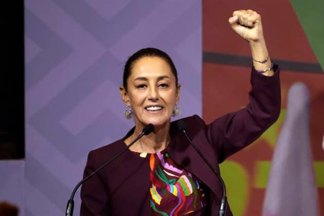 Claudia Sheinbaum Pardo receives proof of being the only pre-candidate for the presidency of Mexico November 19, 2023, Mexico City, Mexico: Claudia Sheinbaum Pardo receives the registration of sole pre-candidate for the presidency of Mexico by the National Regeneration Movement party, the Labor Party and the Green Party at an event at the WTC Convention Center in Mexico City. on November 19, 2023 in Mexico City, Mexico (Photo by Luis Barron Eyepix Group). Copyright: xLuisxBarronx xEyepixxGroupx LB_20231119_SHEINBAUM14