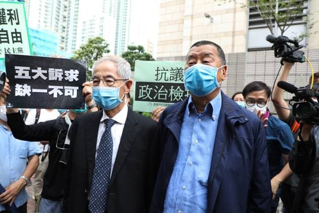 230707.jpg Veteran democratic figure Martin Lee (LEFT), Apple Daily founder Jimmy Lai and other 13 high-profile pro-democracy figures appeared in court on charges relating to anti-government protests last year on Monday May 18, 2020. The incitement charge they face carries a maximum sentence of five years behind bars. The charges were seen by some as authorities hardening their stance against the opposition camp. A wave of anti-government protests swept through Hong Kong last year, sparked in June by the government s unpopular extradition bill. But that morphed into wider social unrest, with young protesters regularly clashing with police in the city s streets. (Sunny Mok EYEPRESS) Hong Kong Hong Kong EDITORIAL USE ONLY  Copyright: xx 230707 SunnyxMokx eyepress100456