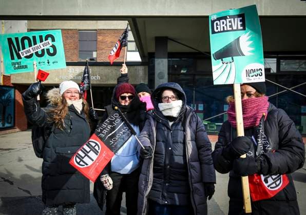 November 21, 2023, Montreal, Quebec, Canada: Quebec s Common Front of public sector employees is on strike for the next three days and will be followed by the Fo do ration autonome de l enseignement (FAE) that is set to launch its own unlimited strike on Thursday. Montreal Canada - ZUMAs278 20231121_zip_s278_003 Copyright: xSerkanxSenturkx