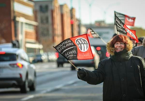 November 21, 2023, Montreal, Quebec, Canada: Quebec s Common Front of public sector employees is on strike for the next three days and will be followed by the Fo do ration autonome de l enseignement (FAE) that is set to launch its own unlimited strike on Thursday. Montreal Canada - ZUMAs278 20231121_zip_s278_011 Copyright: xSerkanxSenturkx