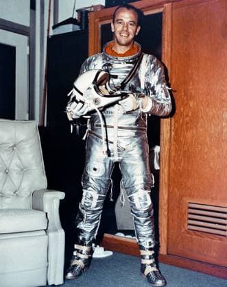 May 5, 1961 - Cape Canaveral, Florida, USA - Astronaut Alan B. Shepard Jr., attired in his Mercury pressure suit, poses for a photo on May 5, 1961, prior to his launch in a Mercury-Redstone 3 spacecraft from Cape Canaveral on a suborbital mission the first U.S. manned spaceflight. Cape Canaveral USA - ZUMAz03_ 19610505_shn_z03_737 Copyright: xNASAx