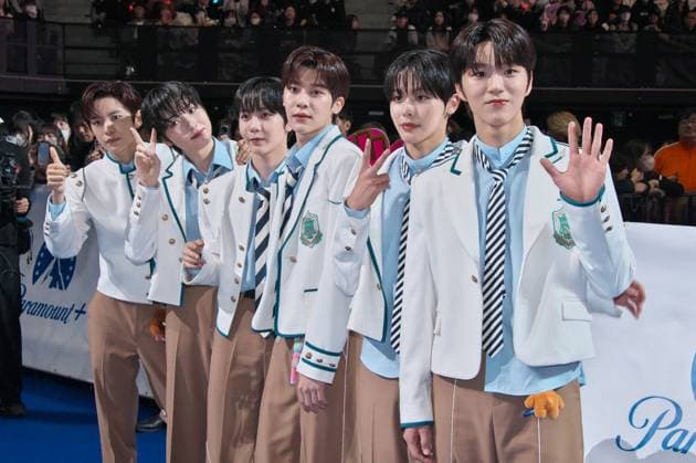 K-pop boys group NCT NEW TEAM attend a blue carpet event during the MTV VMAJ(Video Music Awards Japan) 2023 Pre-Show in Yokohama, Kanagawa-Prefecture, Japan on Wednesday, November 22, 2023.  TKP2023112207 KEIZOxMORI