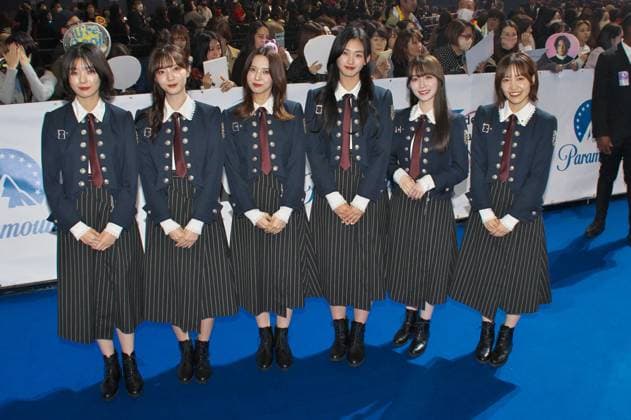 Japanese girls group Sakurazaka46 attend a blue carpet event during the MTV VMAJ(Video Music Awards Japan) 2023 Pre-Show in Yokohama, Kanagawa-Prefecture, Japan on Wednesday, November 22, 2023.  TKP2023112210 KEIZOxMORI