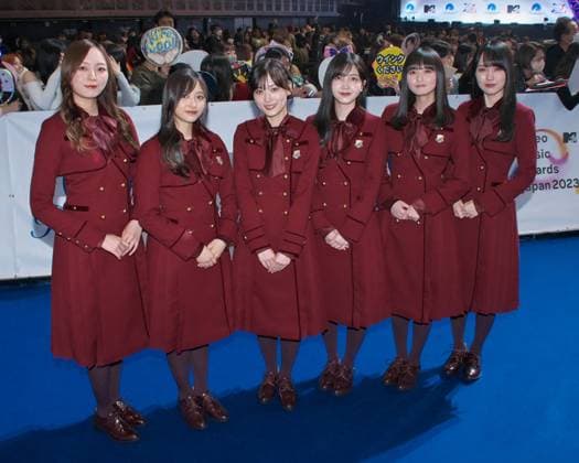 Japanese girls group Nogizaka46 attend a blue carpet event during the MTV VMAJ(Video Music Awards Japan) 2023 Pre-Show in Yokohama, Kanagawa-Prefecture, Japan on Wednesday, November 22, 2023.  TKP2023112212 KEIZOxMORI