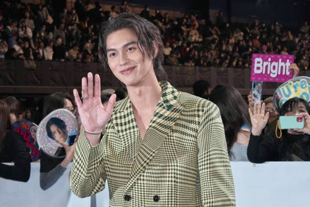 Thai actor, singer and model, Bright attends a blue carpet event during the MTV VMAJ(Video Music Awards Japan) 2023 Pre-Show in Yokohama, Kanagawa-Prefecture, Japan on Wednesday, November 22, 2023.  TKP2023112220 KEIZOxMORI