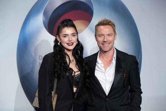 Ronan KEATING, singer, musician, with his daughter Missy, Red Carpet, Red Carpet Show, Arrival, German Sustainability Award Ceremony in Duesseldorf on 23 11 2023