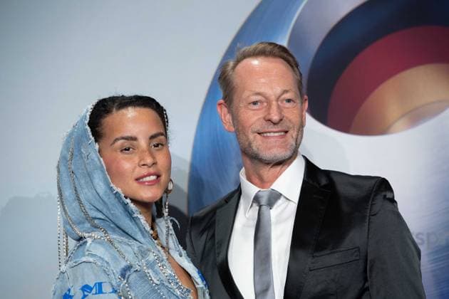 Domitilia BARROS, Miss Germany 2022, Dr. Norbert TAUBKEN, Scholz and friedns, Red Carpet, Red Carpet Show, Arrival, arrival, German Sustainability Award Ceremony in Duesseldorf on 23 11 2023
