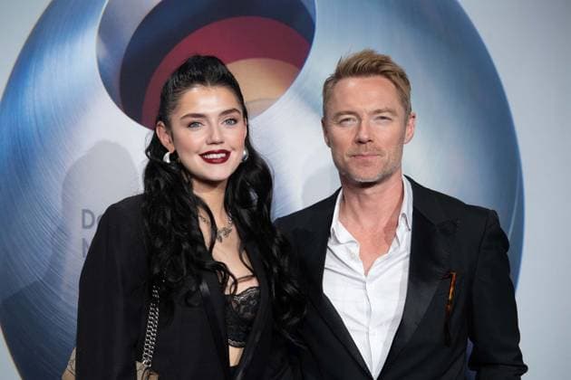 Ronan KEATING, singer, musician, with his daughter Missy, Red Carpet, Red Carpet Show, Arrival, German Sustainability Award Ceremony in Duesseldorf on 23 11 2023