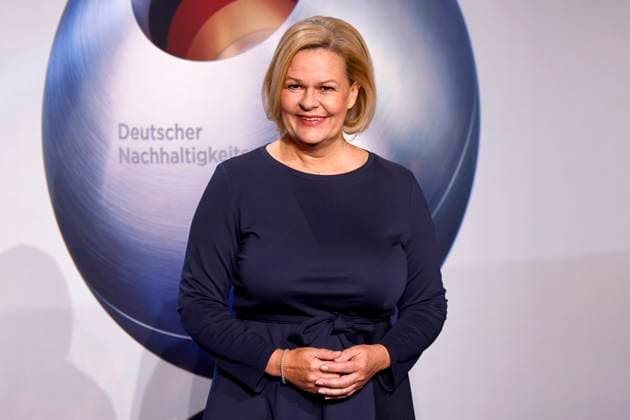 Federal Minister of the Interior Nancy Faeser SPD at the 16th German Sustainability Award 2023 at the Maritim Hotel Düsseldorf For the 16th time, pioneers of sustainability will be honored together with the Federal Government and other partners at the Martim Hotel in Düsseldorf The winne Copyright: xChristophxHardtx