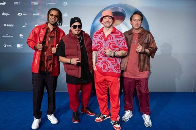 CULCHA CANDELA, music group, band, red carpet, red carpet show, arrival, German Sustainability Award ceremony in Duesseldorf on 24 11 2023