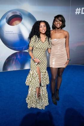 Domitilia BARROS, Miss Germany 2022, Hilda LISWANI, Founder WeBloom, Red Carpet, Red Carpet Show, Arrival, Arrival, German Sustainability Award Ceremony in Duesseldorf on 24 11 2023
